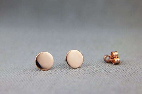Solid 14K Rose Gold Stud Earrings | Handmade Polished Solid 14K Rose Gold Earrings 7mm Stud Earrings