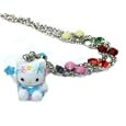Fancy Fairy Angel Hello Kitty Charm Necklace with Multi-Colored Austrian Crystals