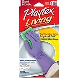 Playtex, Hand Saver, Medium Purple Household Rubber Glove, Natural Latex & Neoprene, Tapered Design & Anti Slip Pattern For Secure Fit & Grip, Soft Absorbent Flock Lining, 10-1/2" Length Flared Cuff