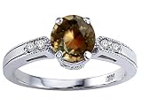 1.29 cttw Genuine Smoky Quartz and Diamond Engagement Ring - 14kt White Gold
