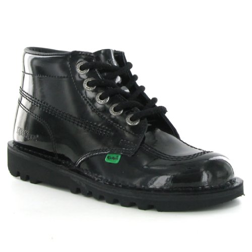 Kickers Kick Hi W Core Black Patent Leather Damen Boots Size 36 EU