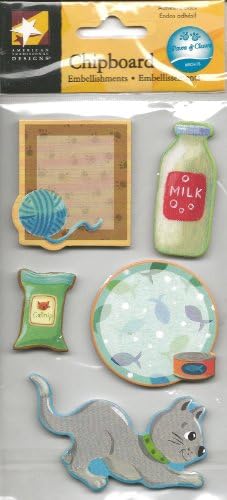American Traditional Paws and Claws Chipboard Embellishments With Sticky Dots, Cat