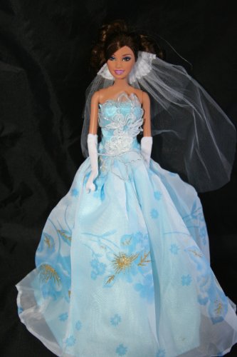 Blue Barbie Sized Doll Party Dress