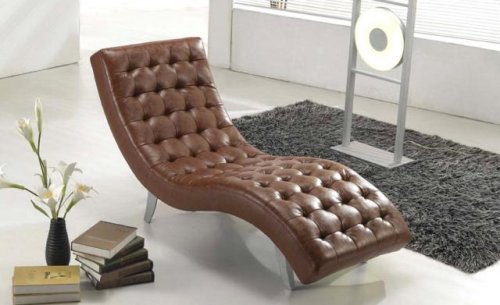 Beautiful Modern Contemporary Brown Bolstered Leather Leisure Relax Chair