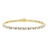 14K Yellow Gold 2 ct. Round and Baguette Cut Diamond Tennis Bracelet