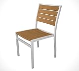 Recycled Earth-Friendly European Outdoor Dining Chair - Teak with White Frame