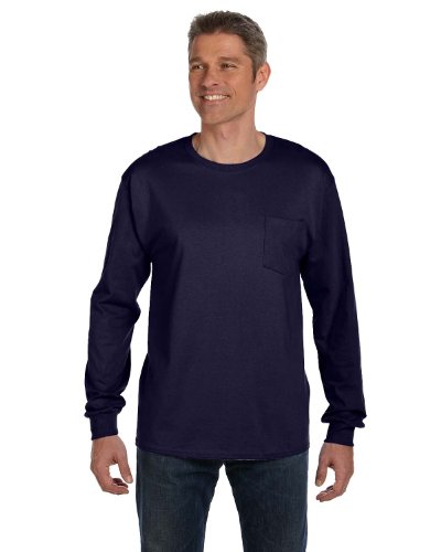Hanes - Tagless Long Sleeve T-Shirt with a Pocket - 5596