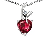 1.95 cttw 925 Sterling Silver 14K White Gold Plated Created Heart Shaped Ruby Pendant