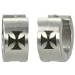 7mm Stainless Steel Iron Cross Huggie Hoop Earrings