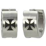 7mm Stainless Steel Iron Cross Huggie Hoop Earrings