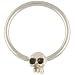 Single Steel Fixed Bead Ring with Horizontal Micro (3.5mm) Skullduggery Skull: 18g 3/8"