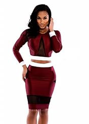 Long Sleeves Polyester Mesh Cocktail Bodycon Dress/Club Dress/Evening Dress/Prom Dress/Party Dress 