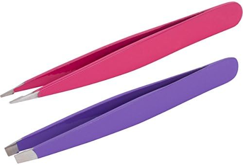 Best Tweezers Set Slanted and Pointed, Perfect Eyebrow Trimmer, Precision Shaping and Great for Ingrown Hair &amp; Splinters, Easy Kept in Small Purse, TWEEZERQUEEN by Pure Delicacy, Set in Motion your Impeccable Appearance