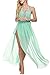Zeagoo Womens Summer Beachwear Chiffon Halter Long Maix Beach Vacation Dress, Light Blue, One Size