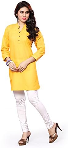 Slocky Women's Fancy Plain Kurties X-Large Yellow