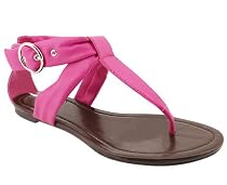 Leatherette T-Strap Buckle Sandal