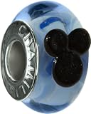 Chamilia Disney Silver Mickey Murano Glass Blue Bead * Authentic Sterling Silver New
