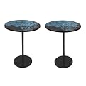 Pedestal Tables - Set of 2 (Black Damask)