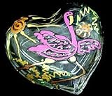 Flamingo Frolic Design - Hand Painted - Heart Shaped Box - 2 pieces - 4.5 inch diameter