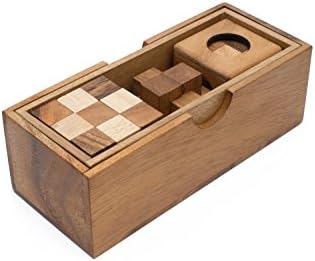 3 Wooden Puzzles Travel Set 3 Mini Puzzles - Classic Traditional Games