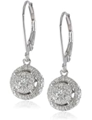 14K White Gold Cluster Circle Drop Diamond Earrings (1/2 Cttw, H-I Color, I2 Clarity)