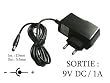 Alimentation Externe Secteur 220V - Sortie 9V DC 1A - DIAMETRE DE LA FICHE : INTERIEUR 2.5MM / EXTERIEUR 5.5MM