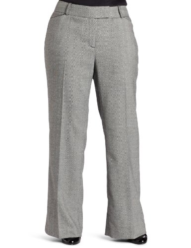 Ak Anne Klein Women's Plus Size Herringbone Slim Bootleg Pant, Black/Sugar, 18W Ak Anne Klein Women's Plus Size Herringbone Slim Bootleg Pant, Black/Sugar, 18W