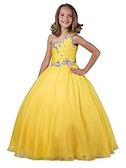 Girls Organza Lace Sequined Crystal Crystals   Floor Length  Ball Gown Pageant Dress  With Ruffles