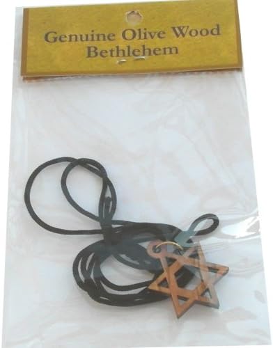 Star of David ( Magen Daveed ) - olive wood necklace, necklace is 60cm long - 23.5 inches )