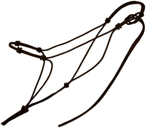 4 Knot Horse Rope Halter - 5mm Stiff Polyester (Black, Large)