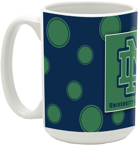 NCAA University of Notre Dame 15-Ounce Polka Dots in University Colors Ceramic Mug