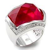Sterling Silver European Ruby Red CZ Right Hand Ring