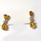 14K White Gold Citrine and Diamond Earrings