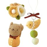 ハマナカ はじめて作る、フェルト羊毛の“きほん"レッスンキット「コトリのストラップ&お花のブローチ&リス」 Design:maco maako