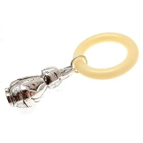 Electro Plate Nickel Silver Beatrix Potter Peter Rabbit Teether with rattle - plastic ring