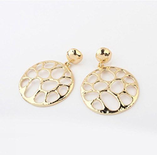 USMagic Europe And The United States Tide Gold Dangle Big Hollow Out Metal Earrinearinfor Women Girls E76
