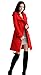 Abary Women Red Winter Buttons Waist Band Long Woolen Coat