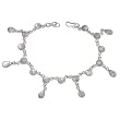 Beaded Anklet Pairs Silver Foot Jewelry in Rainbow Gemstone 24 Grams 9 inches (ganklt048)