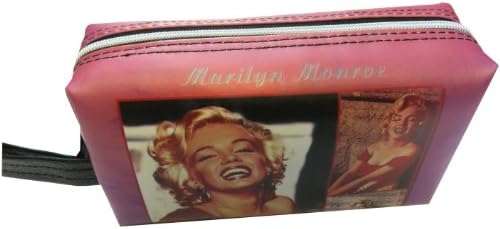 Marilyn Monroe Coin Change Lipstick Small Makeup Cosmetic Bag Zipper Closure PVC 7"x4"x2.5" - Purple & Red