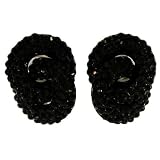 1 1/8 X 1 1/2 Swarovski Crystal Pave' Earrings, Clip On In Black
