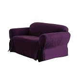 Soft Micro Suede Solid Purple Loveseat Cover Slipcover