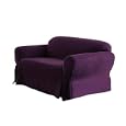 Soft Micro Suede Solid Purple Loveseat Cover Slipcover