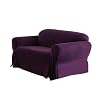 Chezmoi Collection Soft Micro Suede Solid Purple Loveseat Cover Slipcover with Elastic Band Under Seat Cushion