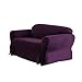 Green Living Group Chezmoi Collection Soft Micro Suede Solid Loveseat Cover Slipcover with Elastic Band Under Seat Cushion, Purple