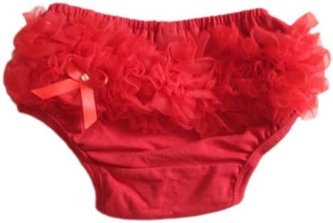 Ftbstyle Lovely Ruffle Lace Flowers Panties Diaper Bloomer Nappy Cover 3 Colors (Red)