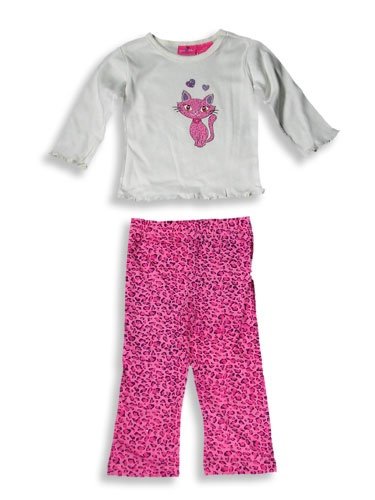 Jeanie Bleu - Infant Baby Girls Long Sleeved Pant Set, Ivory, Fuschia