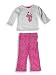 Jeanie Bleu - Girls Long Sleeved Pant Set, Ivory, Fuschia