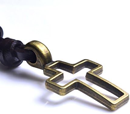 Pweter/golden Simple Cross Pendant/necklace Leahter Chain (Yellow)