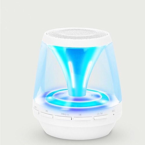 Qkking Portable Wireless Bluetooth Speaker with LED Night Lights Includes Full HD Sound, Built-In Speakerphone, FM Radio, Auxiliary Connection, TF (Micro SD) Card Mode, Easy to Understand Voice Prompts, and A Rechargeable Battery,Suitable for Home Party / Beach / Picnic(White)