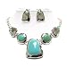 Ethnic Style Turquoise Stone and Hammered Metal Necklace and Earrings Set Fashion Jewelry